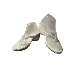 Bolero‎ By Summer Rio White Thong Wedge Sandal Sz 9 Embellished
